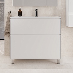 Style Line Тумба с раковиной Лима 90 Plus эмаль белая матовая – фотография-3